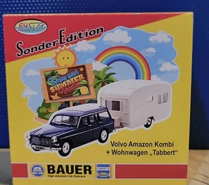 Bauer Volvo Amazon Estate Çar w/ Wohnwagen Travel Camper T-Jet Slot NIB #4506 - Picture 1 of 18