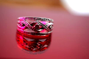 925 Sterling Silver Diamond Ring 4.03g Size O 1/2 - Picture 1 of 15