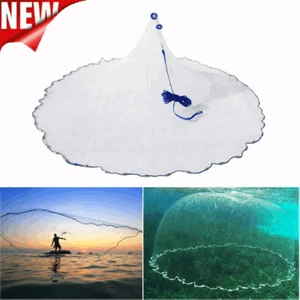 Red de pesca de 8 pies cebo fácil lanzamiento fundido a mano malla de nailon fuerte tamaño malla de 3/8 pulgadas - Imagen 1 de 18