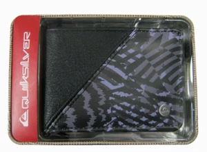 Cartera plegable QUIKSILVER para hombre pieza lateral negra gris con caja de lata de regalo - Imagen 1 de 6