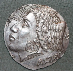 Grabado afilado H.Alvin en un cuarto de plata aplanado EE. UU. 1964 ~ AZTEC - Imagen 1 de 2