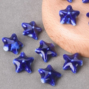 10pcs Starfish Shape 17x15mm Colorful Glazed Ceramic Porcelain Loose Beads Lot - Picture 1 of 22