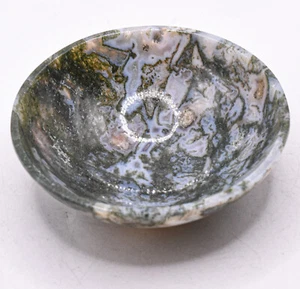 88 mm Verde Blanco Azul Musgo Ágata Taza de Piedra Cristal Natural Tallada a Mano India - Imagen 1 de 6