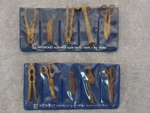 INTERCAST 2 set di 5 utensili in metallo miniatura vintage anni 60 in custodia plastica originale - Foto 1 di 8