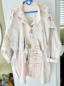 Vintage 80s HANDMADE PATCHWORK COAT Signed by Artist Sz L/XL ~Cool & Unusual~ - Picture 1 of 6