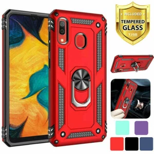 For Samsung Galaxy A10e A20 A50 Case Shockproof Armor Stand Cover+Tempered Glass - Picture 1 of 33
