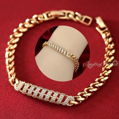 Brazalete brazalete de cadena de anillo de eslabones de barra abrazos de diamantes simulados GF de oro rosa de 9 quilates Foto 1 de 4