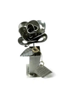 Metal Rose and Vase Combo, Forever Rose and Vase Sculpture, Rustic Home Decor! - Picture 1 of 1