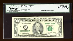 DBR 1993 $100 FRN New York Fr. 2174-B Legacy 45 PPQ Serial B03321566A - Picture 1 of 2