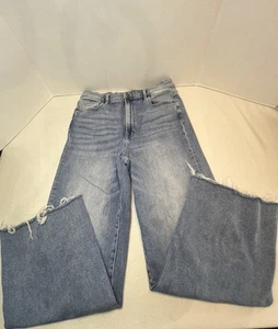 Hidden Los Angeles Jeans Damen 31 Raw Hem Wide Leg Zip Stretch Med Blue - Bild 1 von 11