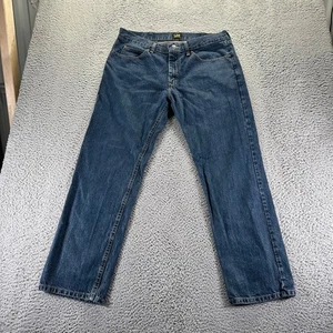 Lee Jeans Mens 36x30 Blue Dark Wash Cotton Regular Fit Denim Workwear - Picture 1 of 10