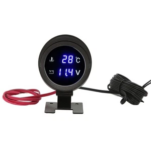 _Round Digital Water Temperature Gauge LED Voltmeter DC 9V‑36V With Blue Light - Bild 1 von 22