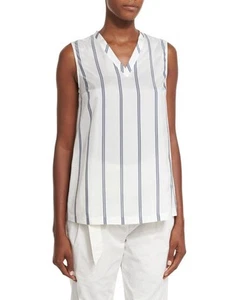 Neu $ 1950 BRUNELLO CUCINELLI Seide gestreift Tunika Top Bluse Gr. L - Bild 1 von 4