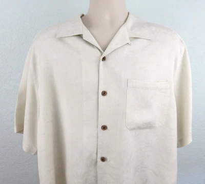 Camisa tropical Caribbean Joe marfil manga corta abotonada talla grande para hombre Foto 1 de 4