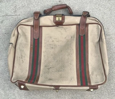 ¿Línea Gucci Sherry vintage? Equipaje/Maleta/Bolsa de Viaje - Rayas Rojas/Verdes Foto 1 de 4