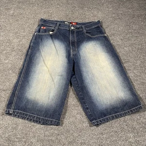 Vintage Y2K SOUTHPOLE Baggy Skater Wide Leg Denim Shorts Jorts Mens Size 36 - Picture 1 of 11