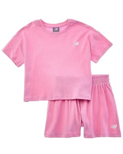 New Balance 2Pc Rib T-Shirt & Short Set - Picture 1 of 3