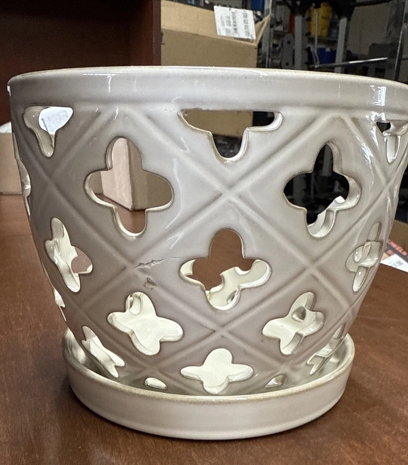 Hypehouse Allen + Roth 8 pol. Vaso de orquídea com pires branco - Imagem 1 de 1