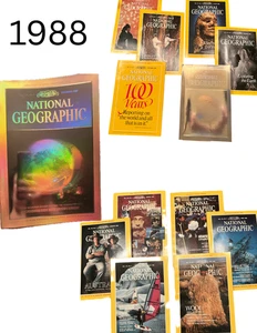 National Geographic Complete 1988 Set w/Binder Rare Holographic Dec. Issue W/Map - Imagen 1 de 15