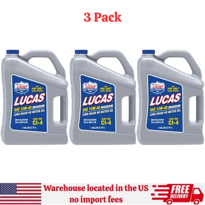 Lucas Oil 10076 SAE 15W-40 API CI-4 Magnum 重型机油 - 1 加仑,3 PK — 第 1/4 张图片
