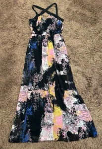 Bar III buntes Maxikleid mit gekreuzter Vorderseite - Größe M - auffällig & schick - Bild 1 von 13