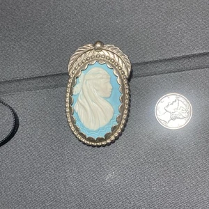 Vintage Carolyn Pollack Sterlingsilber Kamee Brosche Anhänger Südwesten - Bild 1 von 5