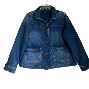 Boden Jeansjacke L blau Denim Knopfleiste Pattentaschen Boho Grunge Relaxed - Bild 1 von 10