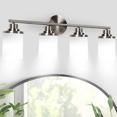 Holim 4-Light Brushed Nickel Bathroom Light Fixtures, Vanity Lights for Bathroom - Image 1 of 4