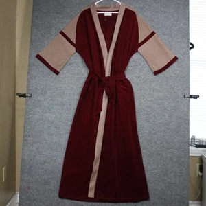 Vintage Christian Dior Monsieur Robe Burgundy Tan Terry Cloth Bath One Size - Picture 1 of 7