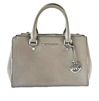 Bolso de mano Michael Kors Sutton gris medio de cuero saffiano herrajes para resolver Foto 1 de 4