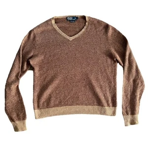 Polo Ralph Lauren Cotton Cashmere Women’s Knit Sweater Ribbed Tan Brown XL - Picture 1 of 6