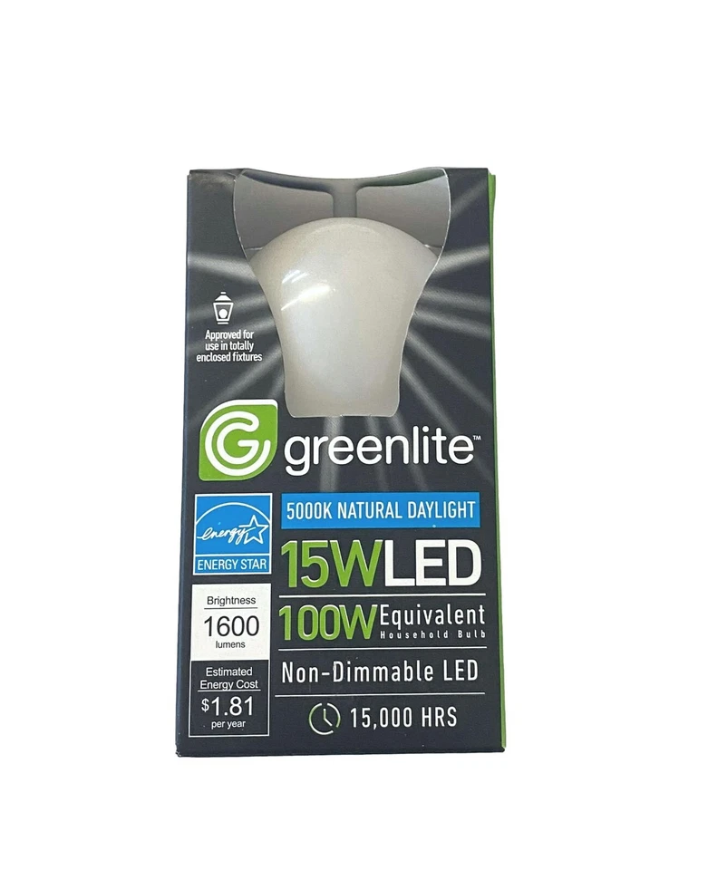 1pk Greenlite 15w LED 100W Equivalent NON-Dimmable Indoor light bulbs - Image 1 of 1