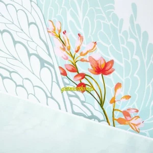 New Yves Delorme Queen Duvet Cover 92x92" Damask Floral Reverse Aqua Blue Sateen - Picture 1 of 18