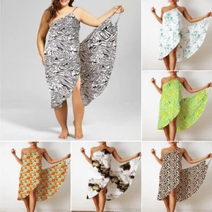 Womens Bikini Cover Up Swim Wrap Sarong Long Maxi Dress Beachwear Plus Size -5XL - Picture 1 of 19