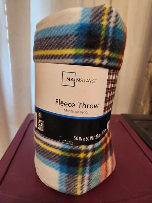 Manta polar Mainstays 50" x 60" tartán a cuadros suave cálida nueva con etiqueta Foto 1 de 4