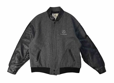 CHAQUETA UNIVERSITARIA VINTAGE MERCEDES BENZ CLASE S TALLA XL LANA CUERO BORDADO Foto 1 de 4