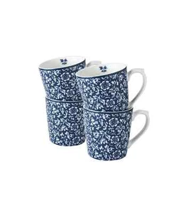 Laura Ashley Blueprint Collectables 17 Oz Sweet Allysum Mugs Set of 4 - Picture 1 of 3