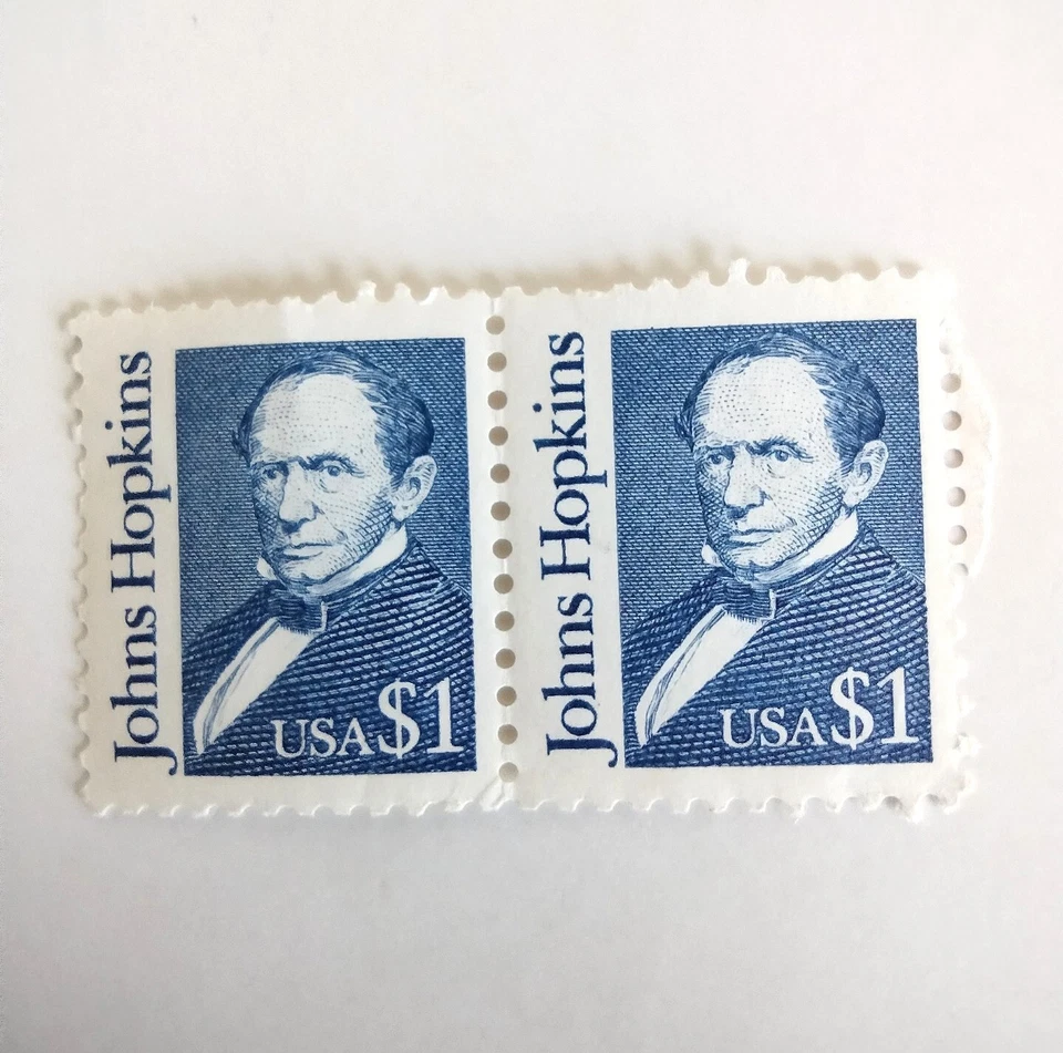 $1.00 Johns Hopkins TWO Stamps Attached - Image 1 of 1