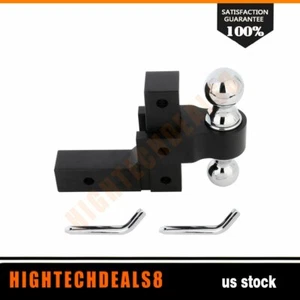 Tow Trailer Hitch Double Ball Mount Truck Towing Black Adjustable New - Picture 1 of 8