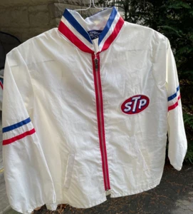 Vintage STP Racing Windbreaker Jacke Größe 16-18 Damen Nylon Reißverschluss weiß - Bild 1 von 8
