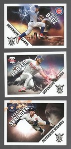 2020 Topps Big League Defensive Wizards Javier Baez Bryce Harper George Springer