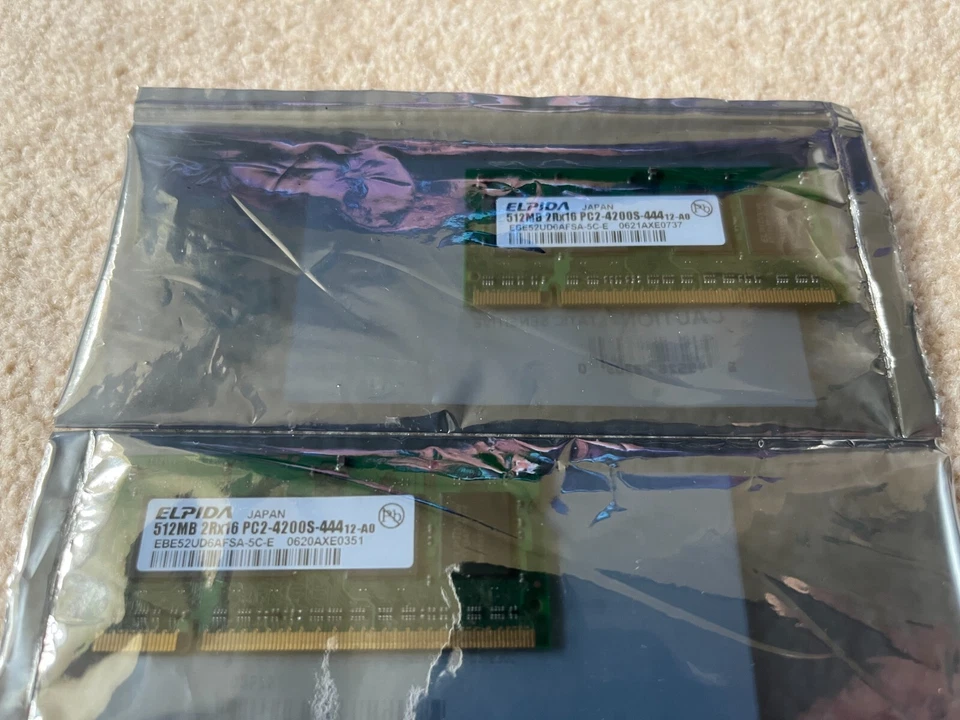 2 x 512MB Elpida 2Rx16 PC2-4200S-444 RAM - Laptops - Image 1 of 1