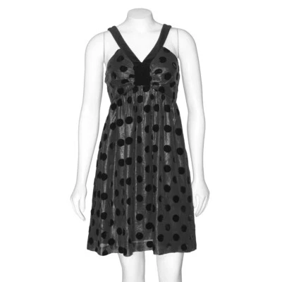 *¡RESUMEN FINAL!* Vestido de fiesta Milly of NY negro metálico/terciopelo a lunares talla 4 Foto 1 de 4