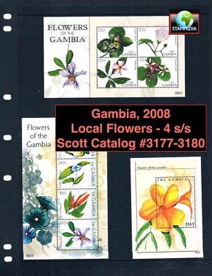 Valor Scott de $31,50 - 2008 flores de GAMBIA 4 s/s vida silvestre africana CV MNH NH UMM Foto 1 de 4