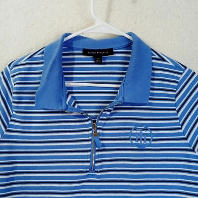 Tommy Hilfiger Polo Damas Grande Manga Corta 1/4 Cremallera Azul Algodón Foto 1 de 4