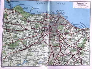 Environs of EDINBURGH 1947 Vintage County Map Scotland Bartholomew Dalkeith - Picture 1 of 3