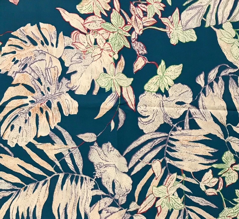 "Tela con estampado hawaiano por yarda - floral con fondo turquesa - 43""" Foto 1 de 1