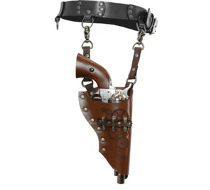 Wild West Cowboy Cosplay Gun Holster Costume Steampunk Pistol Leather Holder - Picture 1 of 14