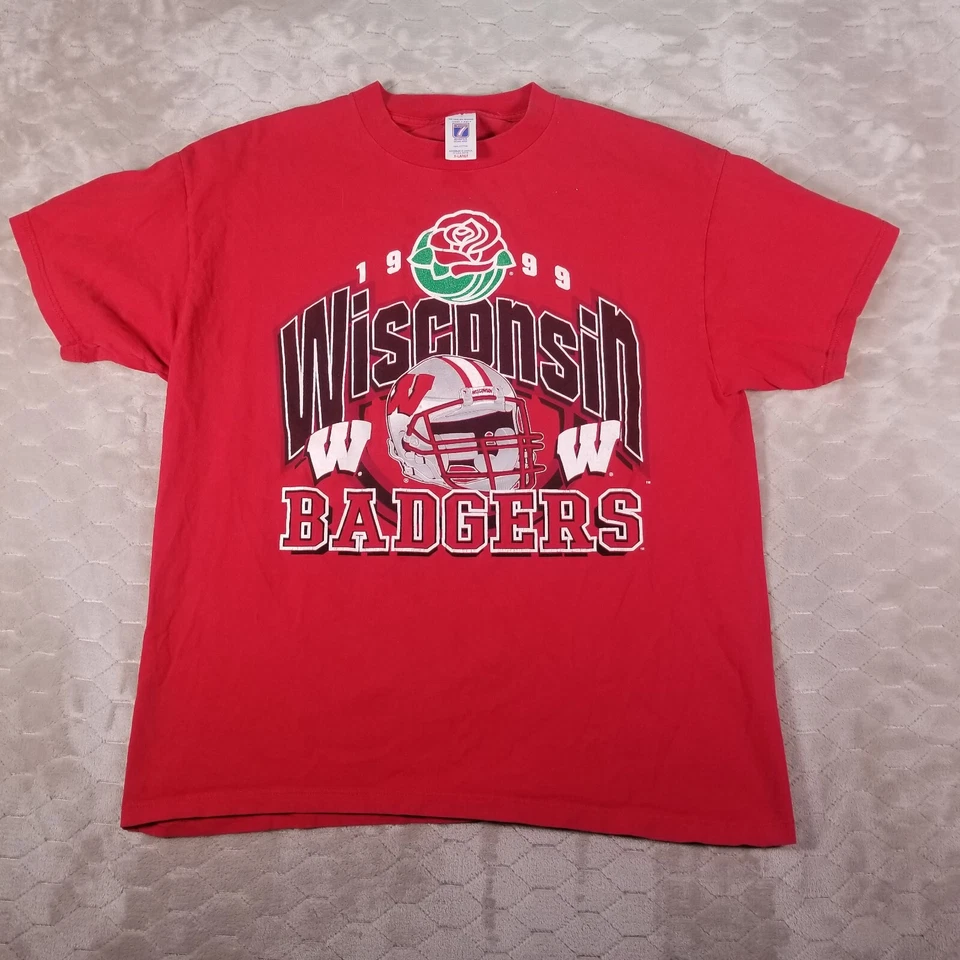 VTG 1999 Rose Bowl T-Shirt Wisconsin Badgers Logo 7 Sz XL See Pics - Image 1 of 4