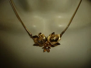 VINTAGE FORSTNER SIGNIERT 1/20 12K GF BLÄTTER KUNSTPERLEN GOLDFARBENE KETTE HALSKETTE #20/3 - Bild 1 von 6